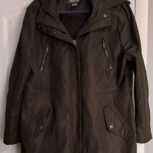 Kenneth Cole Reaction Women's Olive Green Hooded Utility Jacket